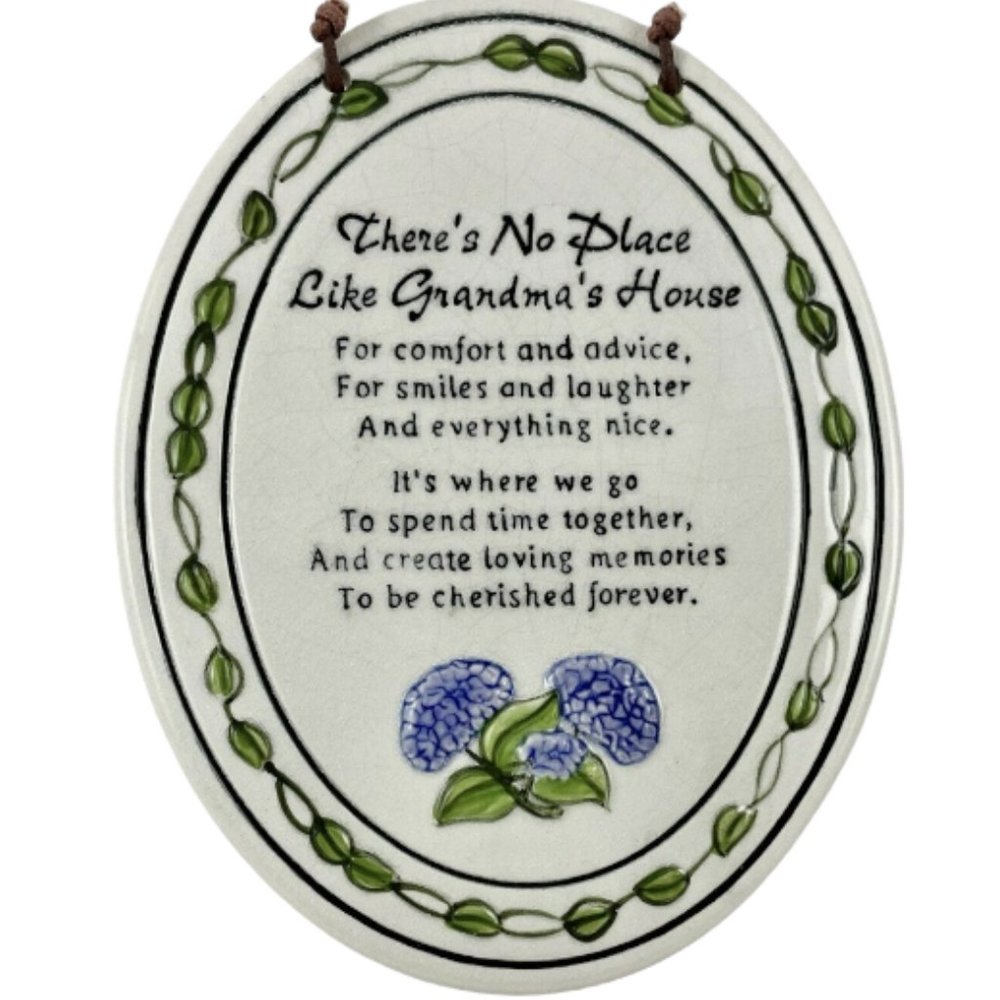 Grandma House Sign Hand Painted Floral Russ Berrie Home Grandmother Mothers Day